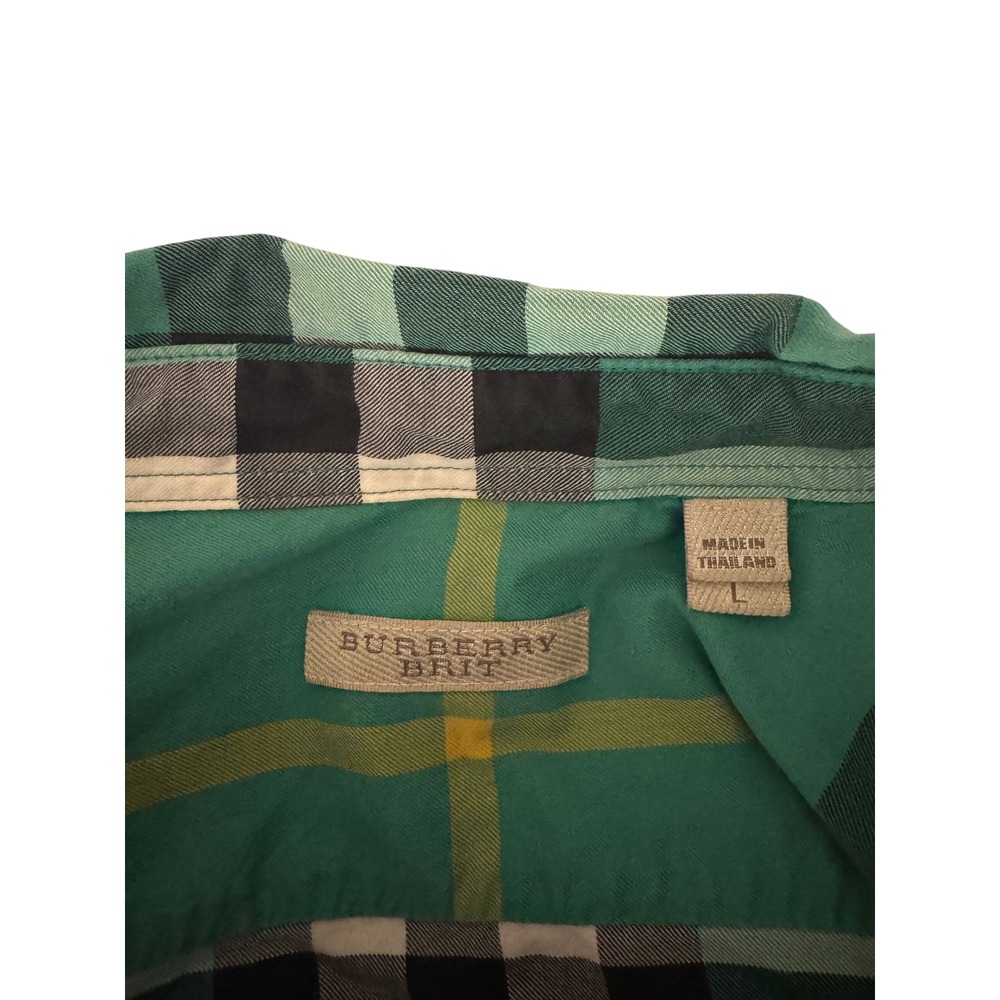 Burberry Men's Green Nova Check Long Sleeve Button Down Shirt Size L - Picture 9 of 9